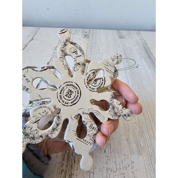 Paper shabby chic snowflake ornament cut out Xmas tree ivory - Picture 5 of 5
